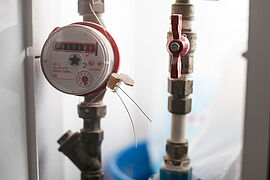 Water meters installed on the pipe and sealed.